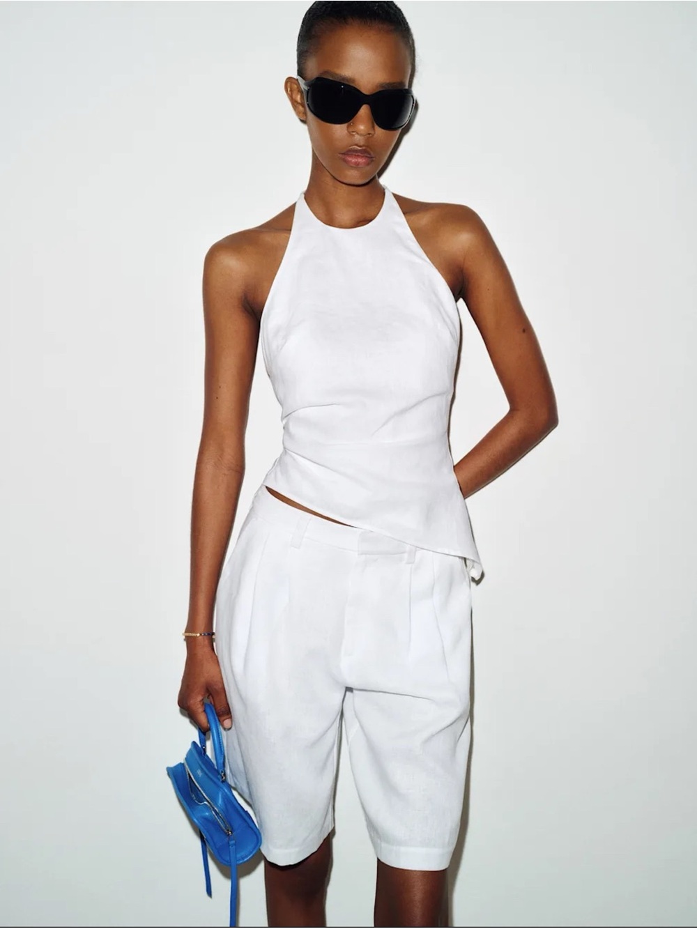 NWT Reformation Reese Linen Halter Top White 2